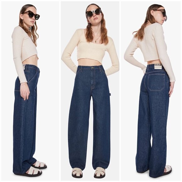 💕MOTHER SNACKS💕 The Fun Dip Utility Puddle Jeans ~ Cold Brew 29 NWT - Picture 1 of 16